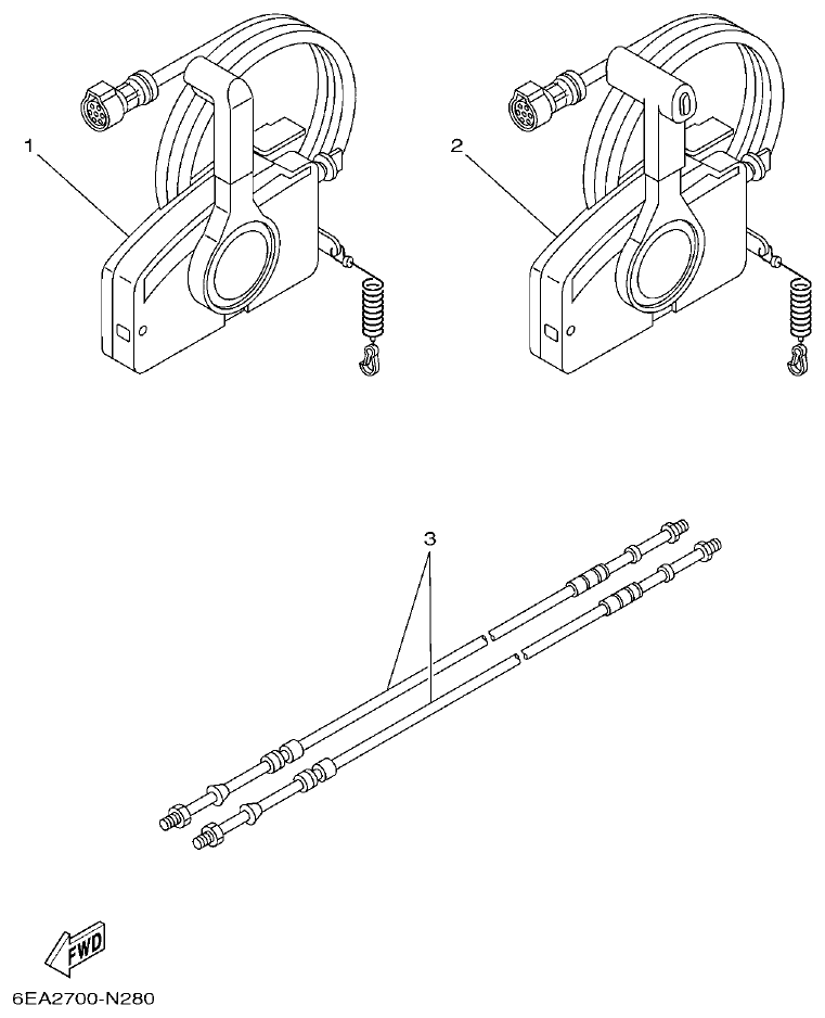 Yamaha E48C, E55C, 55B, E48CMH, E55CMH REMOTE CONTROL BOX parts diagram